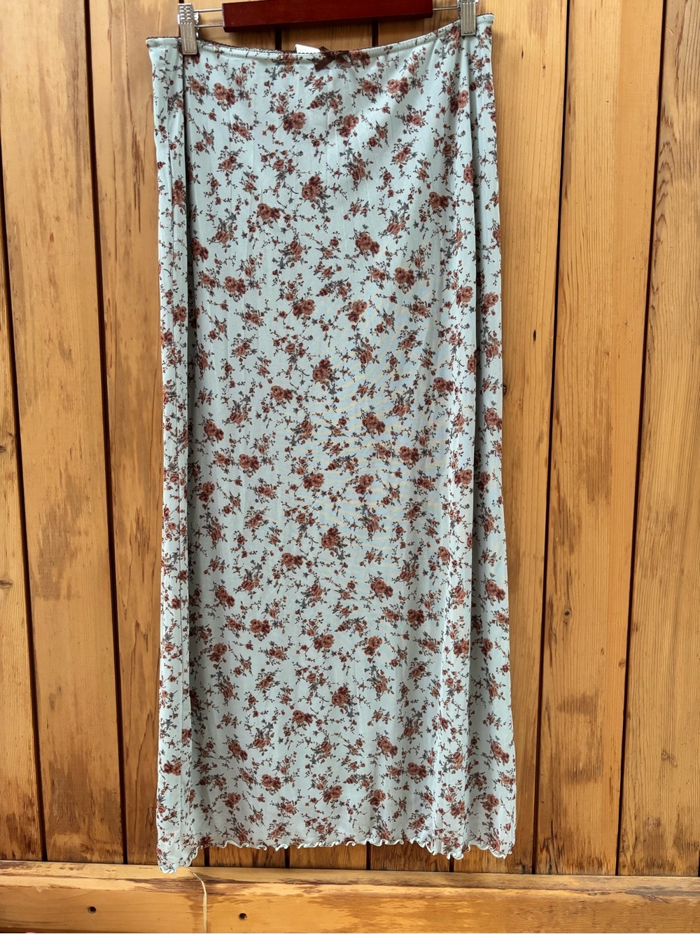 Urban Outfitters Floral Mesh Maxi Skirt Lettuce Hem - XL
